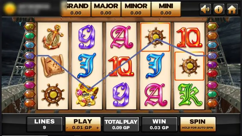 Captain's Treasure Progressive line win on Joker123 through two ship's wheels and a treasure chest