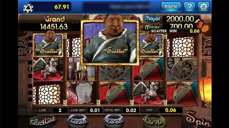 Reel Jin Ping Mei di 3Win8 dengan tiga simbol scatter Wu Da-Lang di baris atas dan kemenangan scatter 0.06