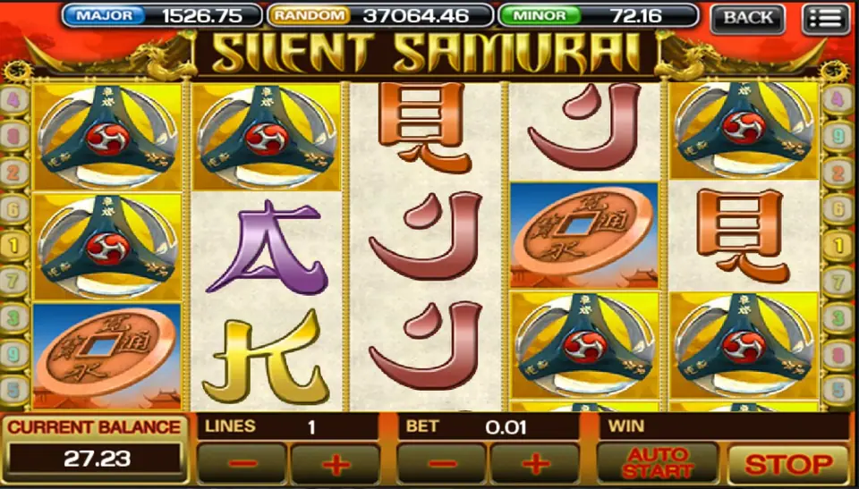 Silent Samurai reels on ACE333 with shuriken symbols stacked on reels 1 and 5