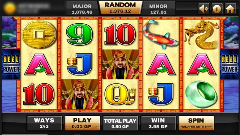 Gulungan Choy Sun Doa di Joker123 dengan wild dewa kekayaan di gulungan 2 dan 3, ikan koi, naga emas dan gelang giok