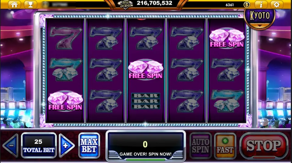 Classic Diamond reels dimmed with three pink diamond Free Spin scatters highlighted