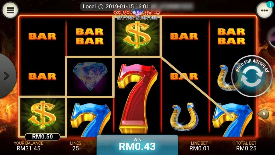 Lie Yan Zuan Shi on LPE88 with a winning line linking dollar signs, a diamond and a blue seven, a tall red seven on reel 3 and BAR symbols
