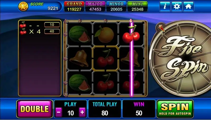 Cherries on the right-hand reel with a win of 50 and the Double button lit